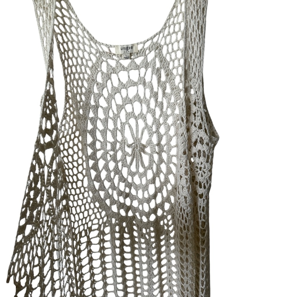 Umgee Crochet Fringe Ivory cardigan sweater size L - Picture 11 of 11